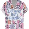 Men DJ Shirts | Nothing But Thanks Print Hawaiian Short Sleeve Shirt Pink