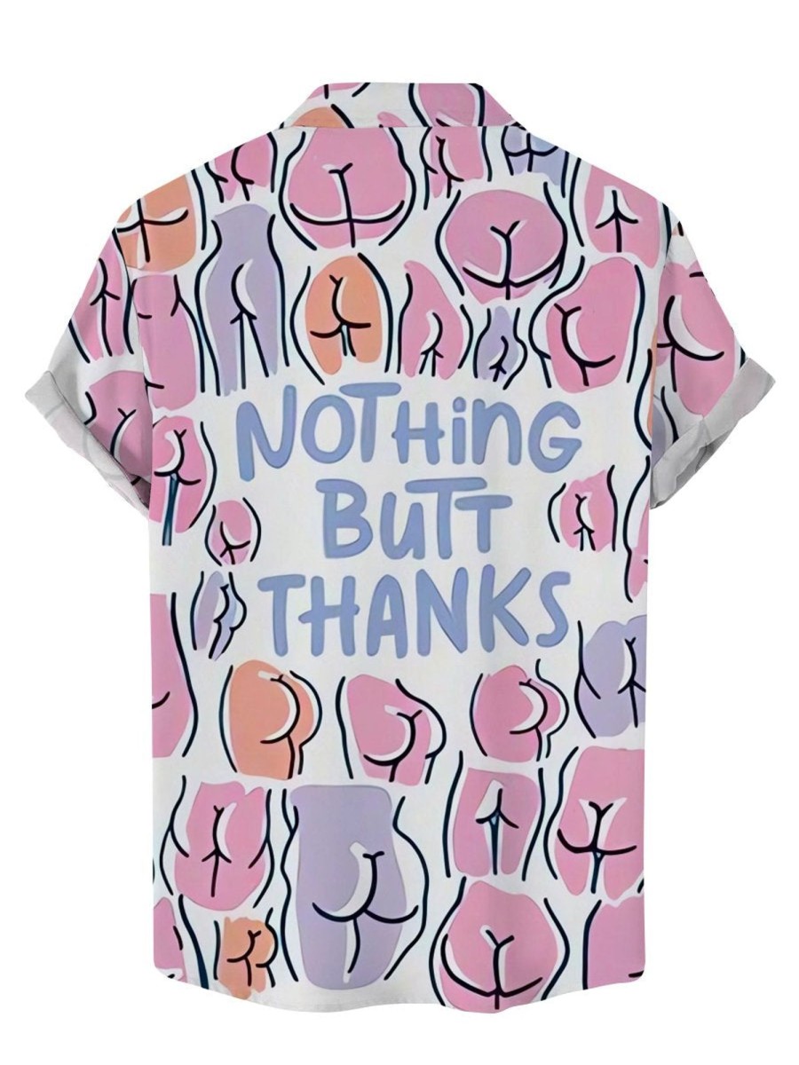 Men DJ Shirts | Nothing But Thanks Print Hawaiian Short Sleeve Shirt Pink