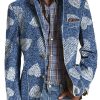 Men QMY Print Jacket | Stylish Heart Denim Print Blazer Photo Color