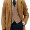 Men BXL Jacket | Retro Solid Color Corduroy Lapel Casual Coat Blazer Yellow