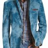 Men DJ Print Jacket | Tie-Dye Printed 3-Pocket Casual Lapel Blazer Blue