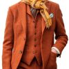 Men BXL Jacket | Men'S Vintage Woolen Multi-Pocket Casual Blazer Orange