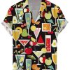 Men DJ Shirts | Colorful Summer Cocktail Fruit Print Short Sleeve Shirt Photo Color