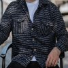 Men DJ Jacket | Retro Striped Double Pocket Single Breasted Casual Jacket Photo Color