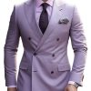 Men BXL Jacket | Men'S Solid Color Double Breasted Casual Blazer Light Purple