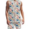 Men DJ Set | Colorful Chest Print Tank Top And Shorts Set Photo Color