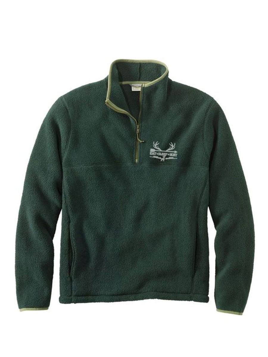 Men BXL T-Shirts | Men'S Outdoor Retro Contrast Color Hunter Moose Henry Velvet Polo Sweatshirt Grmy Green