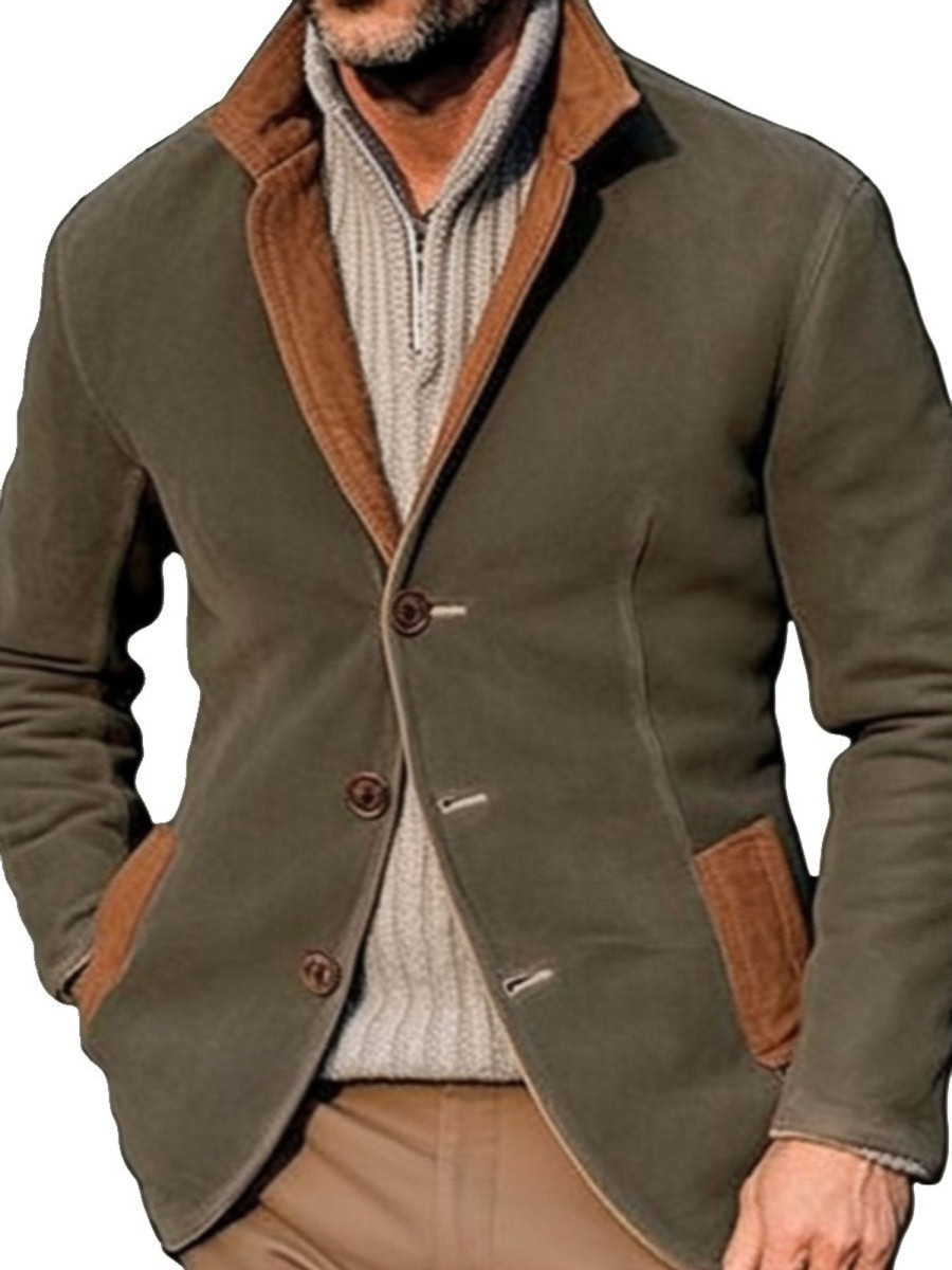 Men DJ Jacket | Daily Stand Up Collar Single Breasted Long Sleeve Jacket Army Green