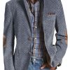 Men DJ Jacket | Vintage Herringbone Suede 3-Pocket Casual Blazer Navy Blue