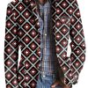 Men BXL Print Jacket | Men'S Geometric Print Pocket Casual Blazer Photo Color