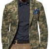 Men BXL Jacket | Men'S Multi-Pocket Casual Camo Blazer Army Green