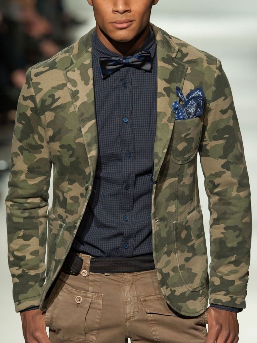 Men BXL Jacket | Men'S Multi-Pocket Casual Camo Blazer Army Green