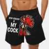 Men HLJ Shorts | Men'S Rooster Letter Print Oversized Board Board Shorts Black