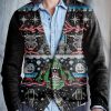 Men BXL Print Cardigan | Men'S Casual Holiday Fun Ghostbusters V-Neck Sweater Cardigan Photo Color