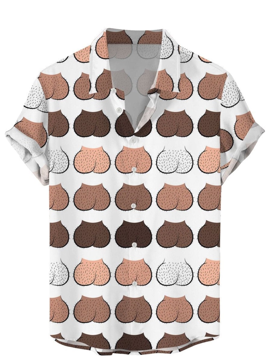 Men DJ Shirts | Fun Cocks Print For All Skin Tones Short Sleeve Shirt Photo Color