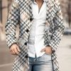 Men BXL Print Jacket | Men'S Houndstooth Print Wool Double Pocket Single Breasted Coat Photo Color