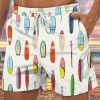 Men GYJ Bottoms | Surfboard Print Hawaiian Track Shorts White