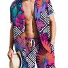 Men DJ Set | Colorful Geometric Plants Print Casual Resort Set Photo Color