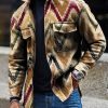 Men DJ Jacket | Retro Geometric Print Single-Breasted Double-Pocket Casual Jacket Photo Color