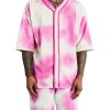 Men DJ Set | Tie-Dye Printed Casual Two-Piece Suit Pink