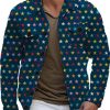 Men DJ Jacket | Vintage Star Print Pocket Single Breasted Lapel Jacket Navy