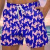 Men GYJ Bottoms | Character Print Drawstring Track Shorts Blue