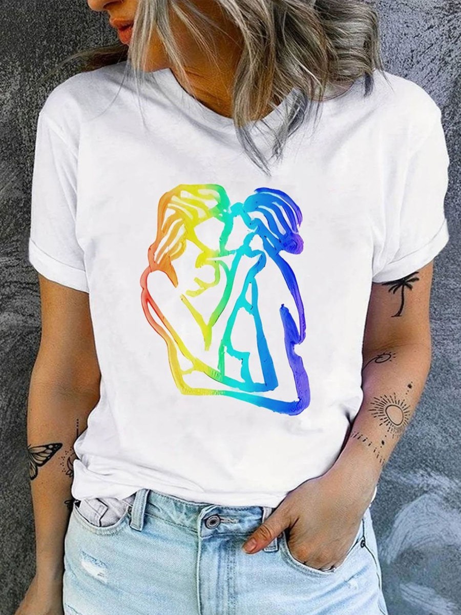 Women DJ | Women'S Lgbt Lesbian Rinbow Kiss Love Pride Art T-Shirt