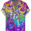 Men HLJ Shirts | Cock Rainbow Graphic Hawaii Short Sleeve Easy Care Aloha Shirt