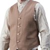 Men BXL Vest | Men'S Solid Color Cotton And Linen Casual Suit Vest Camel