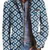 Men BXL Print Jacket | Men'S Floral Print Pocket Casual Blazer Blue