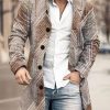 Men BXL Print Jacket | Men'S Casual Button Pocket Wool Geometric Print Stand Collar Coat