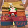 Men DJ Shorts | Look At My Baby Santa Print Pocket Shorts Photo Color