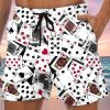 Men GYJ Bottoms | Men'S Playing Card Print Casual Shorts White