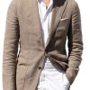 Men BXL Jacket | Men'S Solid Color Cotton Multi-Pocket Casual Blazer Sand Color