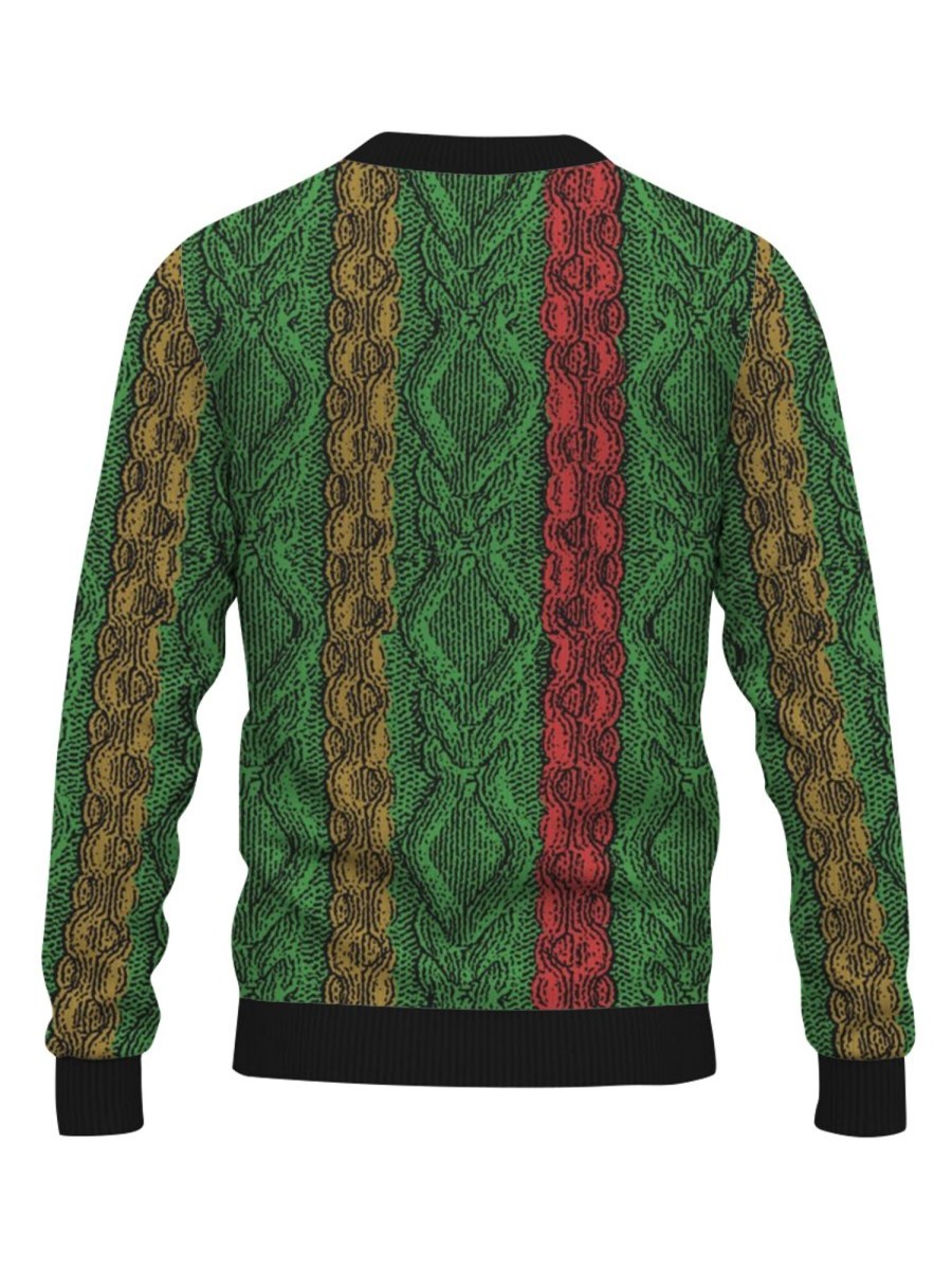 Men DJ Ugly Sweater | Vintage Christmas Print Casual Crew Neck Sweatshirt Photo Color