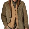 Men QMY Jacket | Men'S Vintage Multi-Pocket Suede Lapel Jacket Olive Color