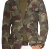 Men DJ Jacket | Lapel Three-Pocket Casual Retro Camouflage Blazer Army Green