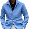 Men BXL Jacket | Men'S Solid Color Cotton Multi-Pocket Casual Jacket Blue