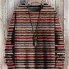 Men GYJ Print Sweater | Men'S Color Stripe Printed Crewneck Knit Pullover Photo Color