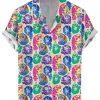 Men DJ Shirts | Iridescent Unicorn Cocks Print Hawaiian Short Sleeve Shirt Photo Color