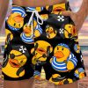 Men DJ Shorts | Cute Cartoon Pirate Duck Print Pocket Shorts Black