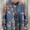 Men DJ Print Sweater | Vintage Floral Print Casual Knitted Crew Neck Pullover Sweater Navy