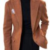 Men DJ Jacket | Solid Color Lapel Three Pocket Casual Retro Blazer Orange