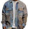 Men BXL Print Jacket | Men'S Horizontal Seam Patch Printed Casual Single-Breasted Shirt Jacket Photo Color