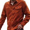 Men BXL Jacket | Retro Multi-Pocket Solid Color Woolen Shirt Style Casual Jacket Orange