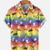 Men DJ Shirts | Men'S Lgbt Cock Pride Rainbow Wings Penis Funny Printing Shirt Photo Color