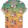 Men DJ Shirts | Fun Christmas Cocks Print Casual Short Sleeve Shirt