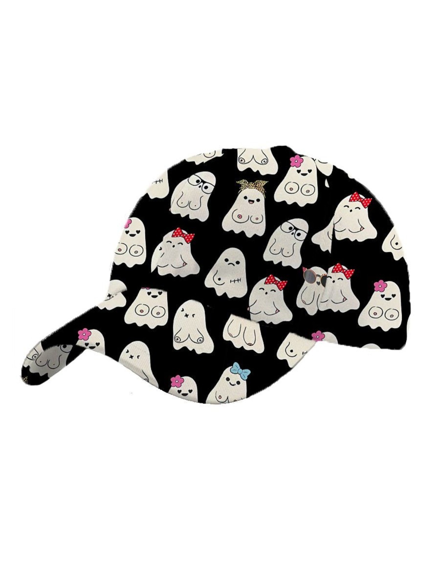 Accessories&Shoes LJC | Versatile Classic Ghost Chest Print Hat Black