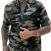 Men BXL Casual Shirts | Men'S Camouflage Casual Loose Short Sleeve Shirt Army Green