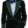 Men BXL Jacket | Men'S Vintage Velvet Patchwork Button Blazer Dark Green